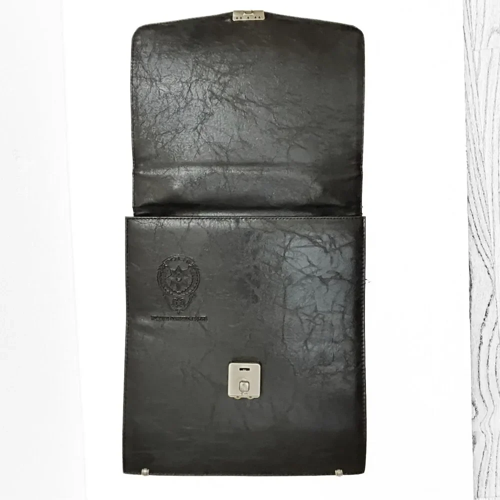 Turkish National Police Black Vertical Briefcase Crossbody Messenger Bag